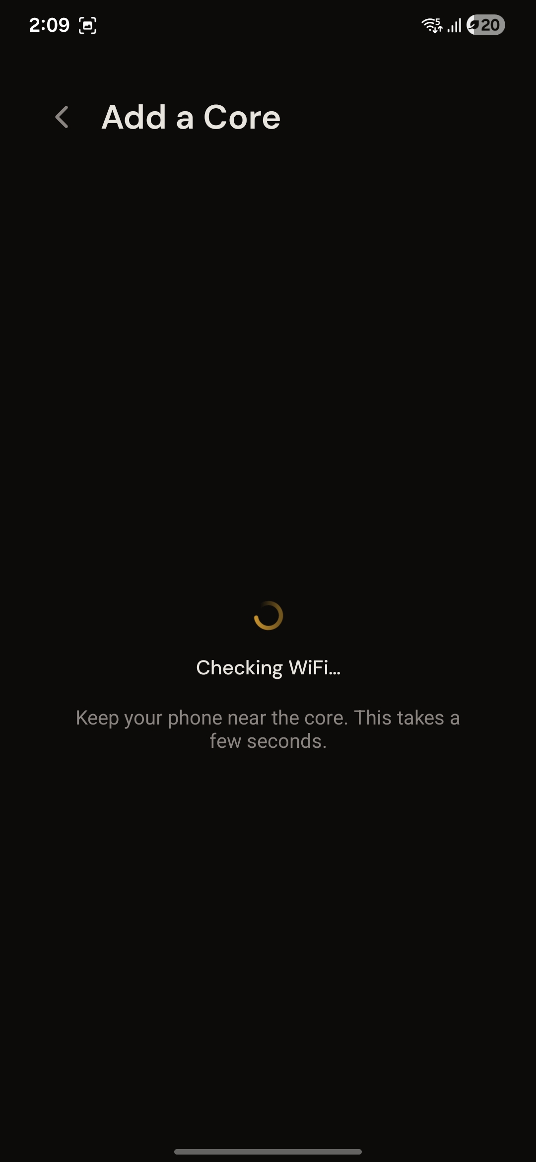 Checking Wi-Fi spinner screen.